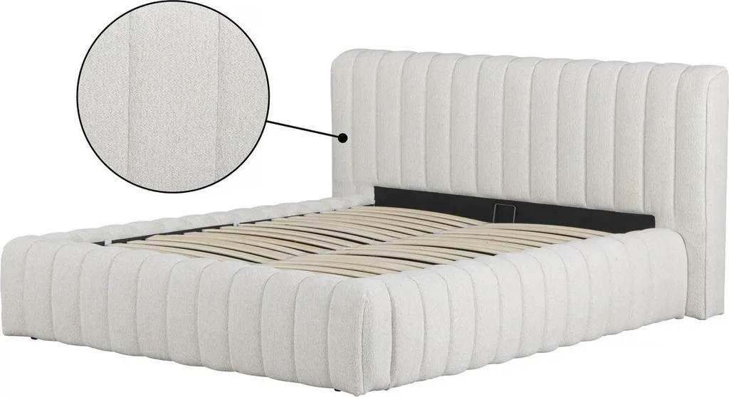 Lit double 140x190 avec coffre Tignes beige pour optimiser l'espace