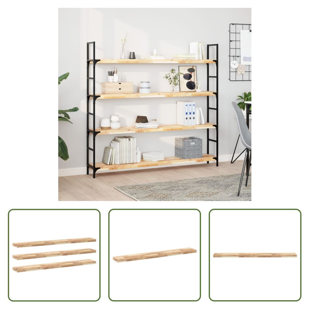 The Living Store Schweberegale 3 Stk. 120x20x4 cm Massivholz Akazie Unbehandelt