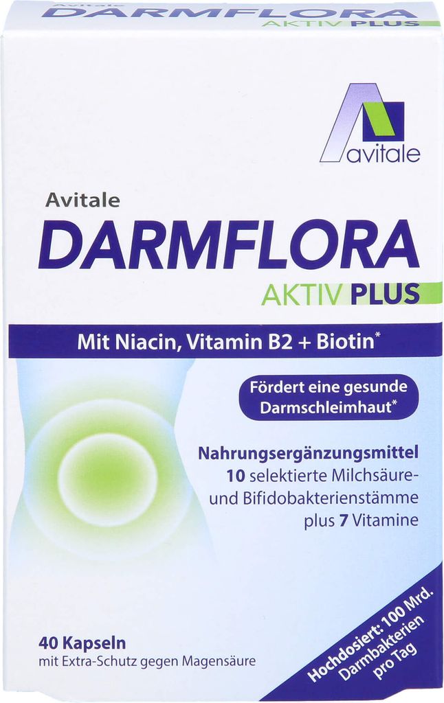 Avitale Darmflora Aktiv Plus Kapseln fördert eine gesunde Darmschleimhaut, 40 St. Kapseln
