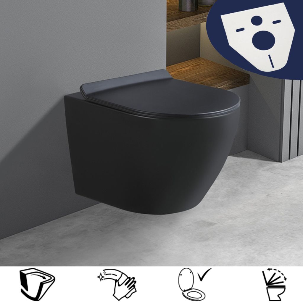 Toaleta WC: Czarna z deską sedesową Slim Soft-Close | Zdjęcie produktu 