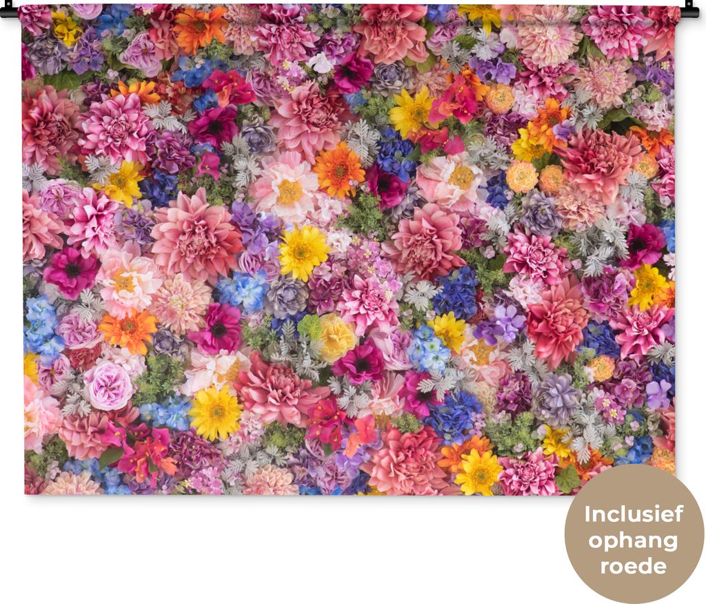 MuchoWow Wandteppich Wandbehang Blumen - Farben - Collage 150x112 cm Tapisserie Dekoration Wandtuch - Wanddecke - Wandteppiche