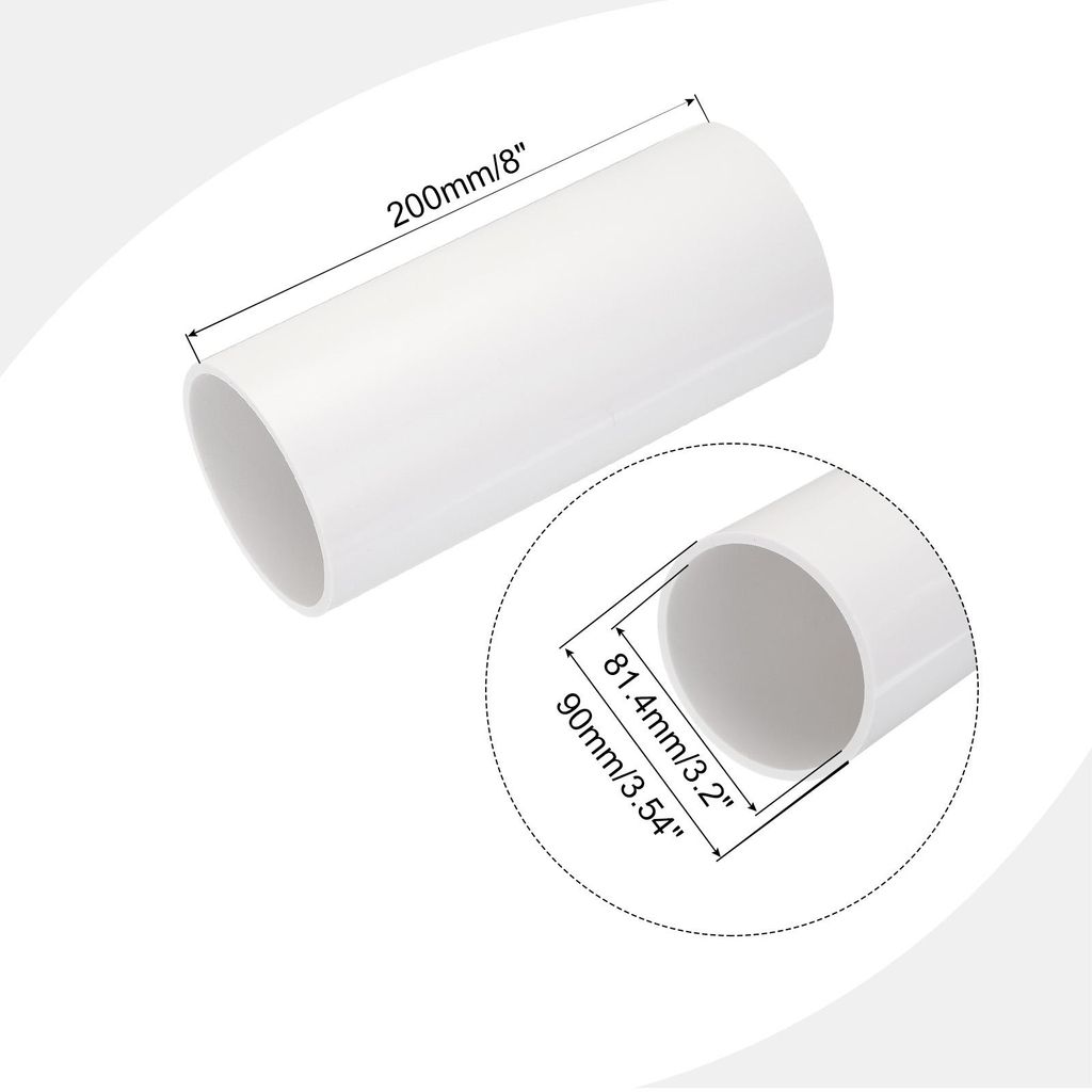 PVC Rohr, Durchmesser 81.4mm L?nge 200mm Rund Kunststoffrohr fš¹r Garten, Aquarium, Wasserleitung, Kabelkanal, lš¹ftungsrohr (Wei?)