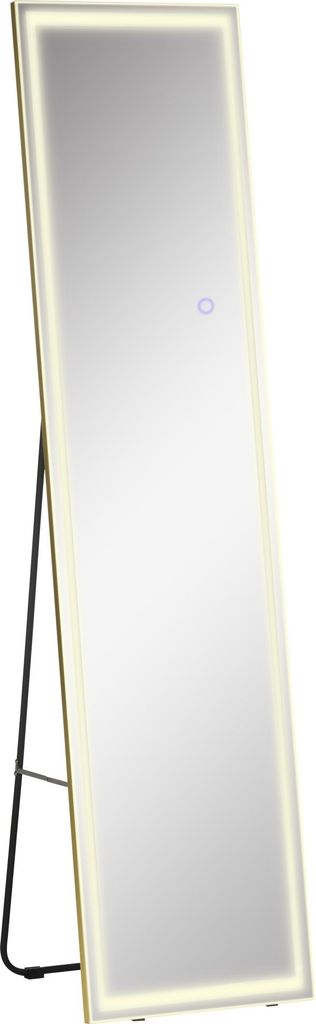 LED Ganzkörperspiegel 2in1 dimmbar freistehend/wandmontiert 40x37x156,5cm silber