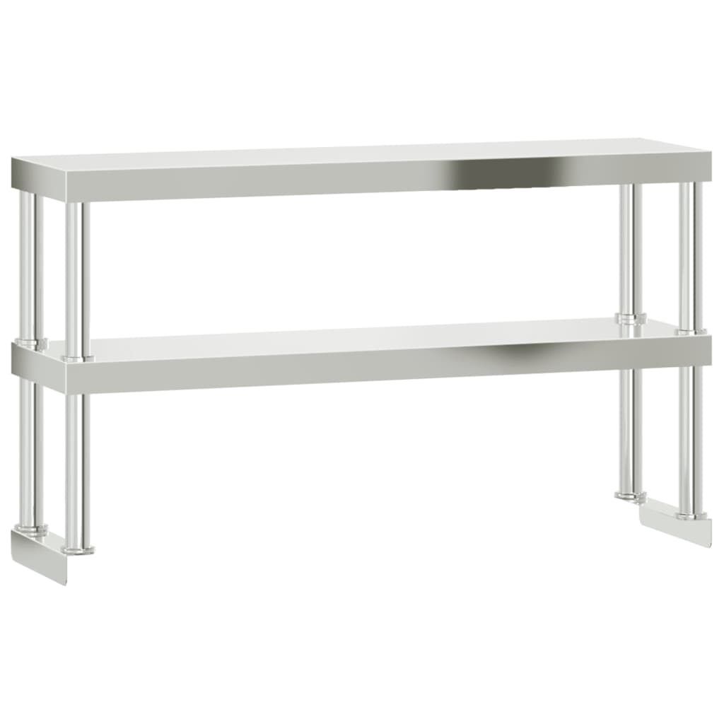 vidaXL Aufsatzboard für Küchentisch 2 Ablagen 110x30x65 cm Edelstahl