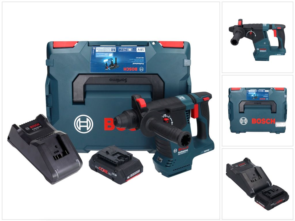 Bosch GBH 18V-24 C Professional Akku Bohrhammer 18 V 2,4 J Brushless SDS plus + 1x ProCORE Akku 4,0 Ah + Ladegerät + L-BOXX