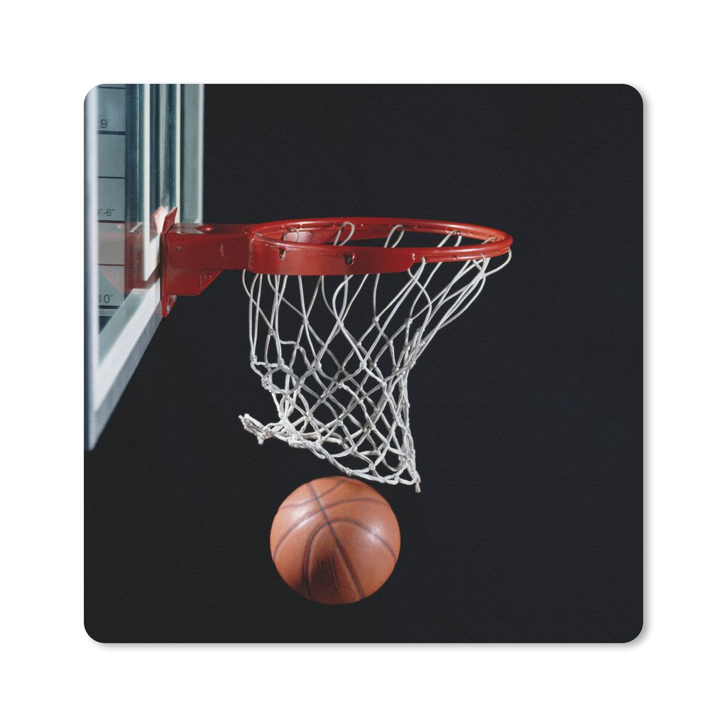 MuchoWow Mauspad Mousepad Ein Basketball neben dem Korb auf schwarzem Hintergrund 20x20 cm - Mousepads - Maus Mat - Pad - Mausunterlage - Desk Ma...