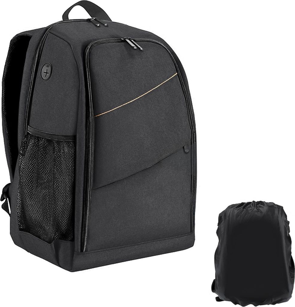 Kamera-Rucksack, Reisetasche, großes Fassungsvermögen, Tasche mit Laptopfach, Stativhalter, Regenschutz für Damen, Herren, Fotografen, Schwarz