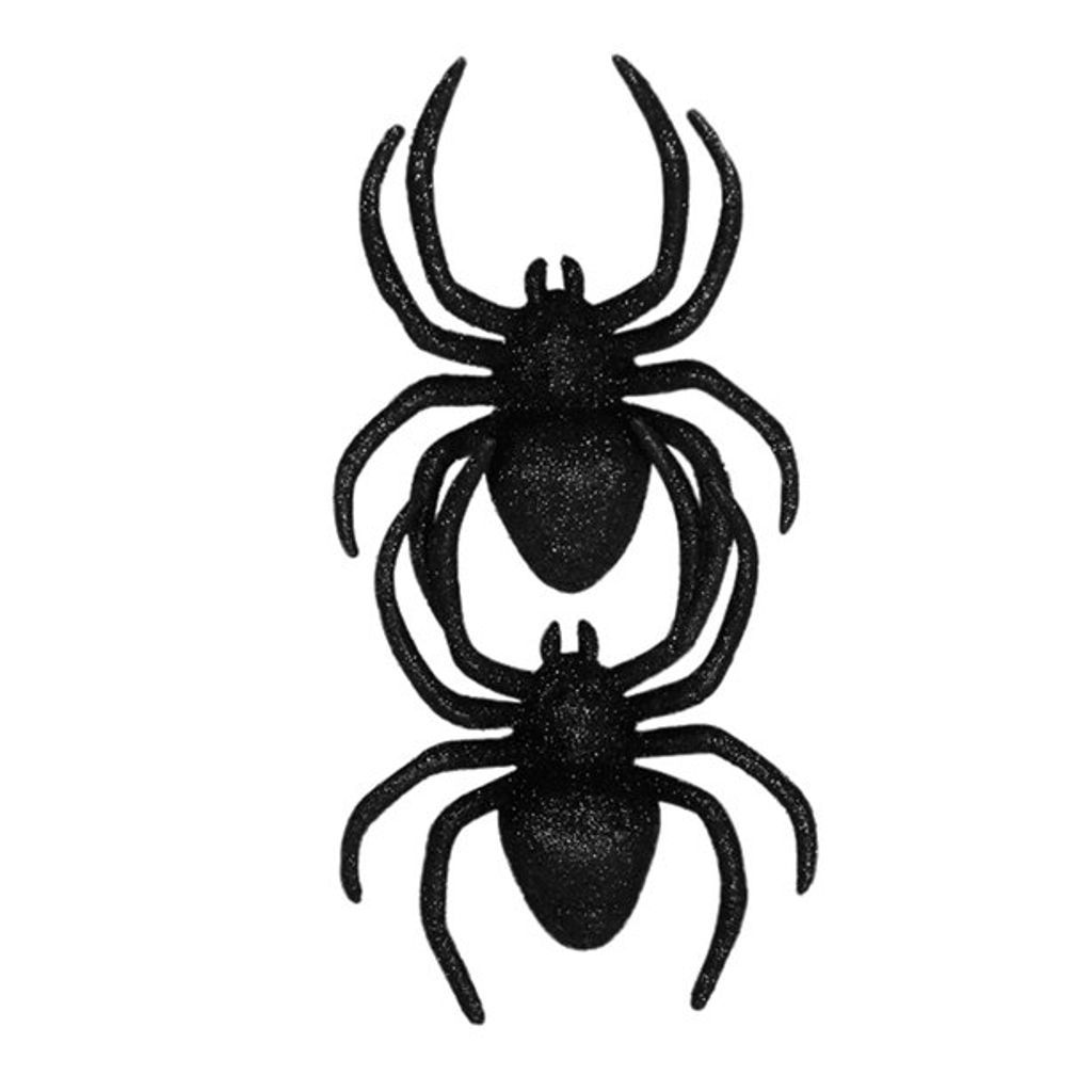 2 Glitzerspinnen - 12,5cm - Halloween Dekoration - Spinnen aus Kunststoff - Auch für Kostüme