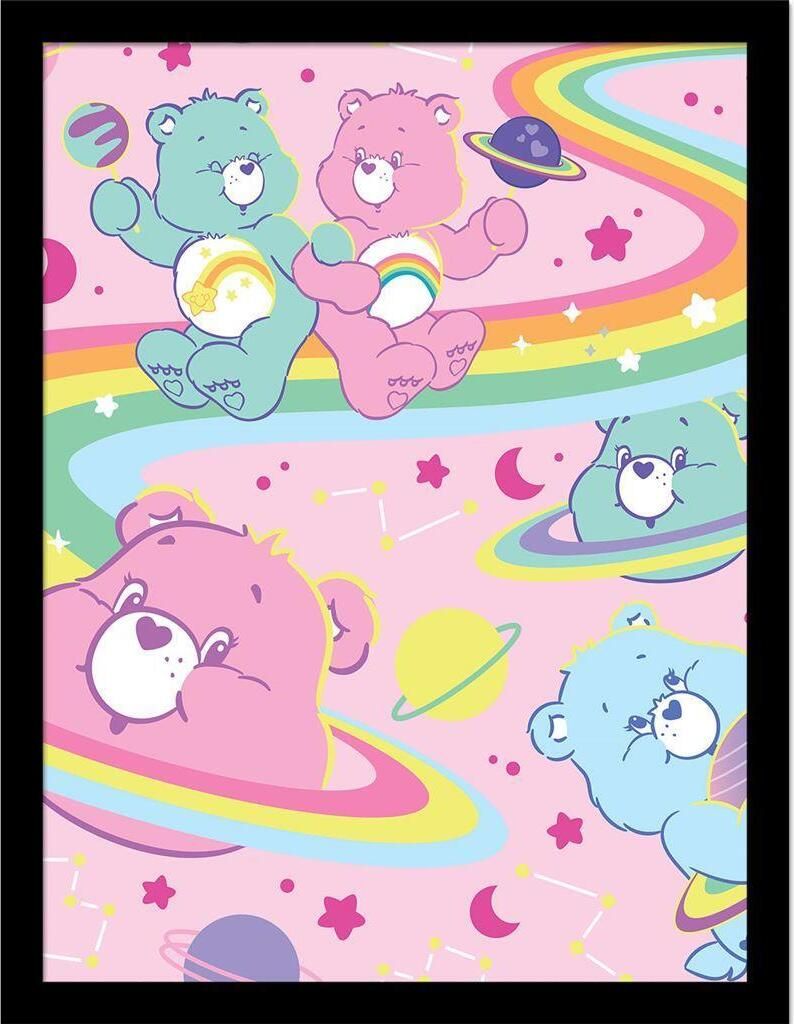 Care Bears - Gerahmtes Poster "Space Rainbow", Regenbogen PM10579 (40 cm x 30 cm) (Pink/Bunt)