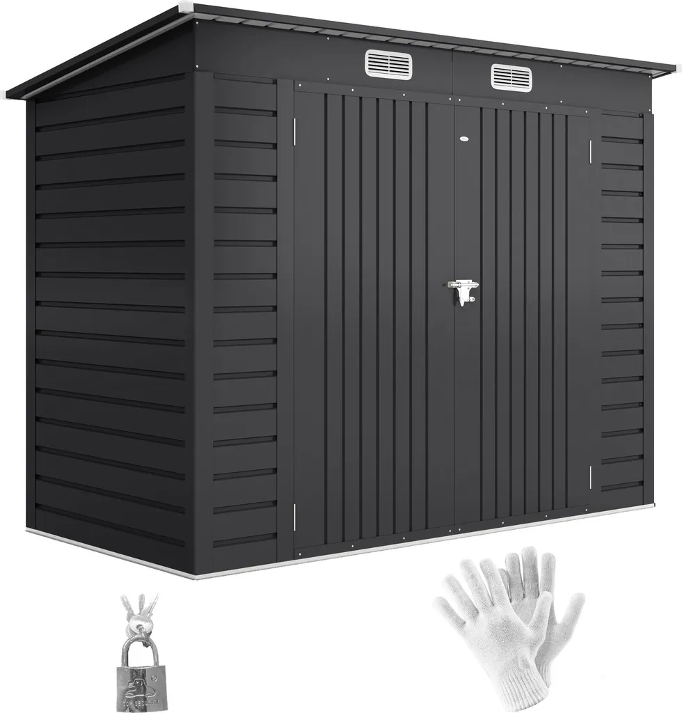 Abri de jardin en métal Outsunny 3 m² en acier galvanisé gris anthracite