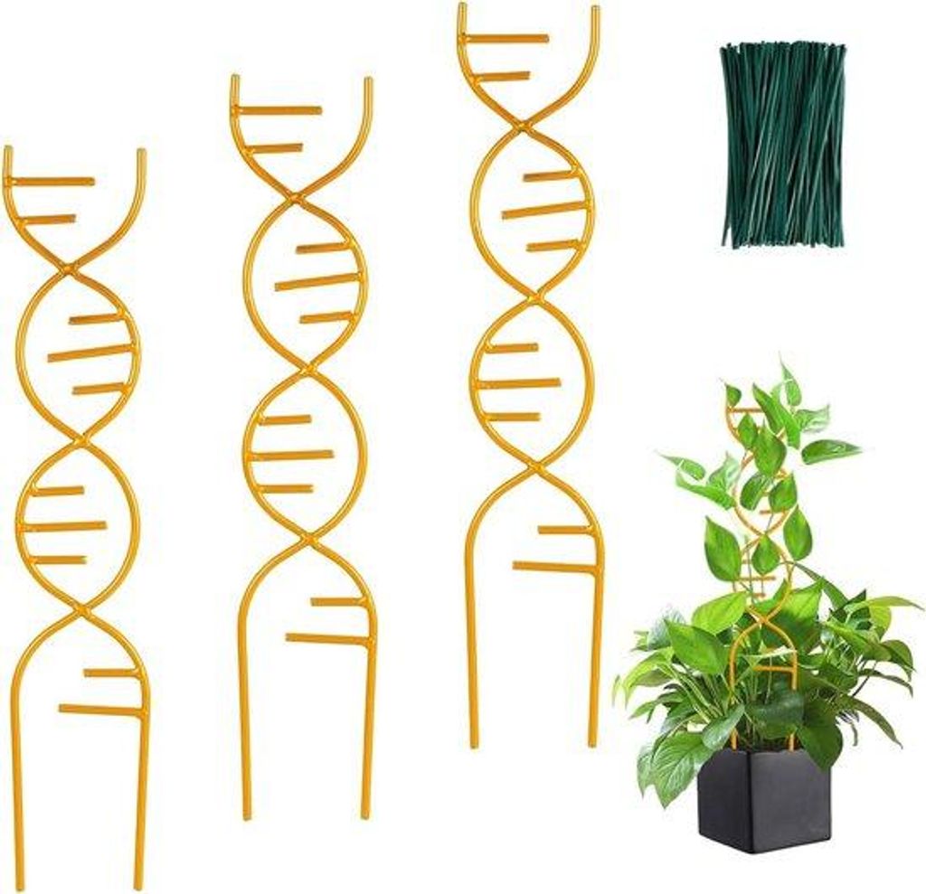 Gartenständer mit 100 Metall-Twist-Ties, Pflanzenschraubengriff, Unterstützung für Zimmerpflanzen und Blumen