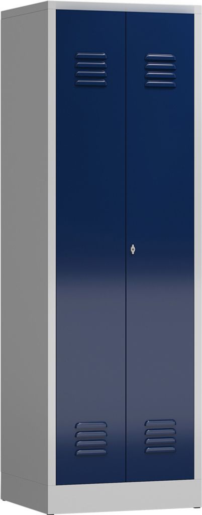 Spind Mehrzweckschrank mit Garderobe Geräteschrank 2 Abteile 1800 x 590 x 500 mm lichtgrau/enzianblau X-510721