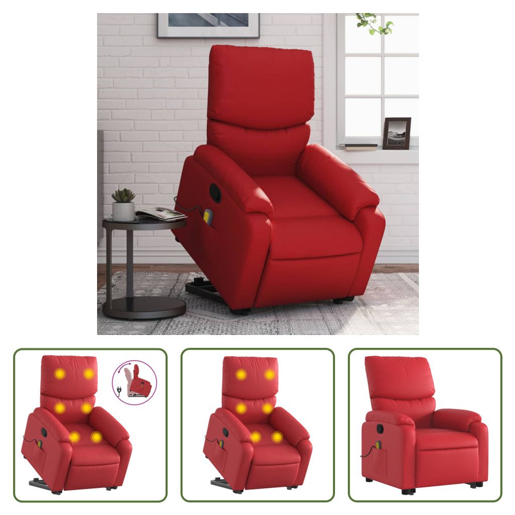 The Living Store Massagesessel mit Aufstehhilfe Rot Kunstleder