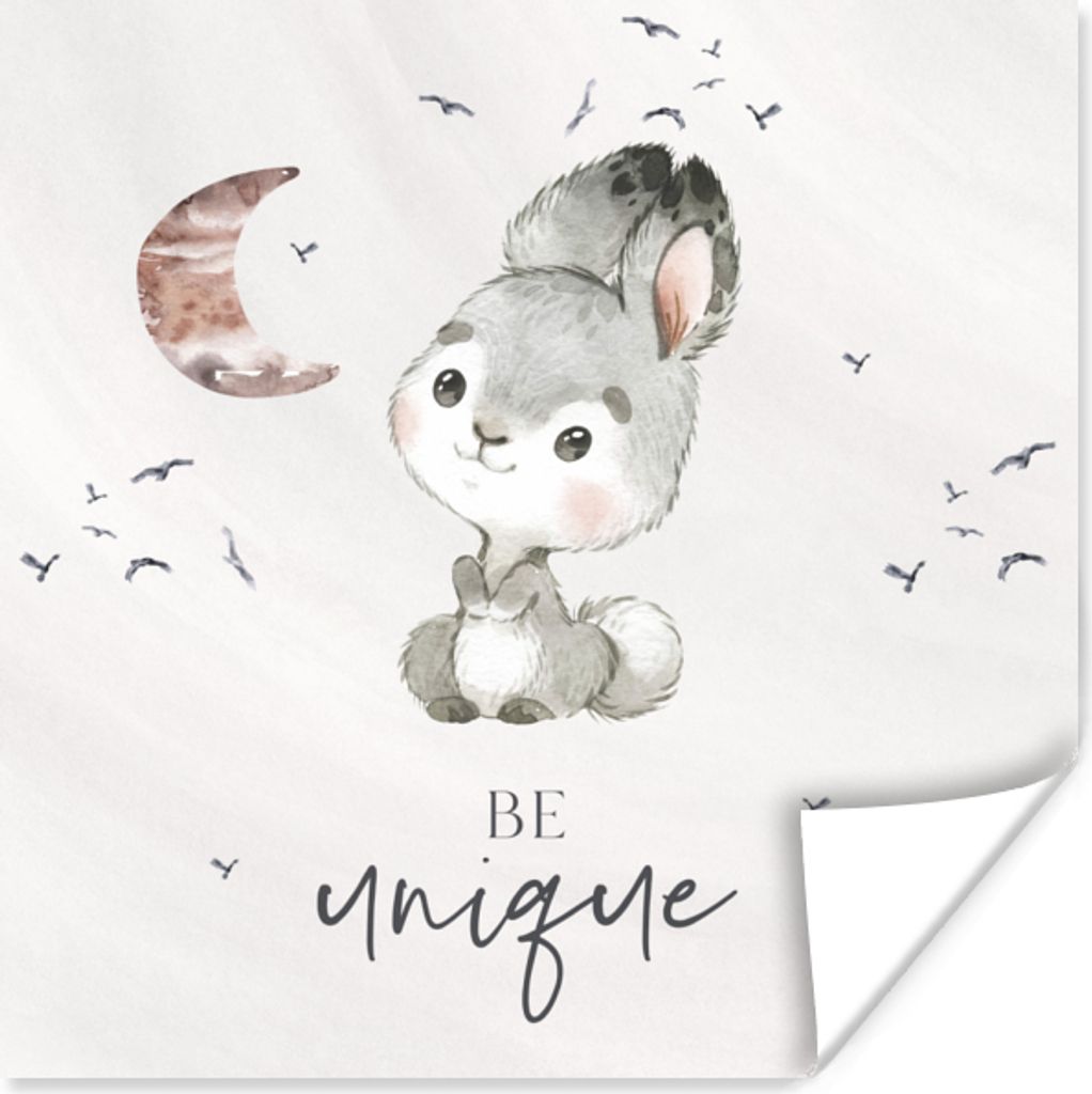 MuchoWow Poster Zitate - Kinder - Einzigartig sein - Jungen - Mädchen - Aquarellieren 100x100 cm - Babyzimmer