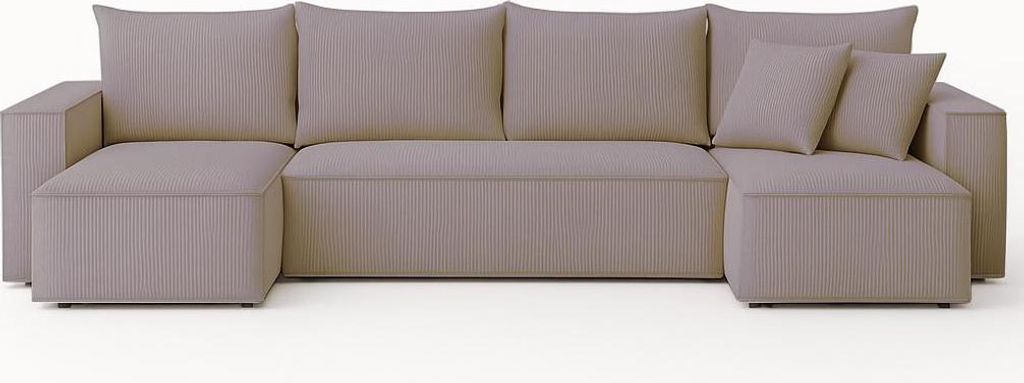 NEXT COLLECTION Ecksofa VELO U , Funktion Schlafen Teile Behälter für Bettzeug, lose Zierkissen mit Reißverschlüssen, Cappucino