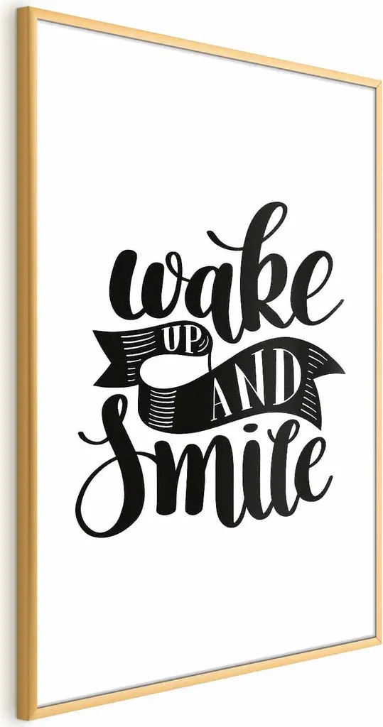 Poster con Cornice Oro 40x60 Svegliati e Sorridi - Regalo Casa