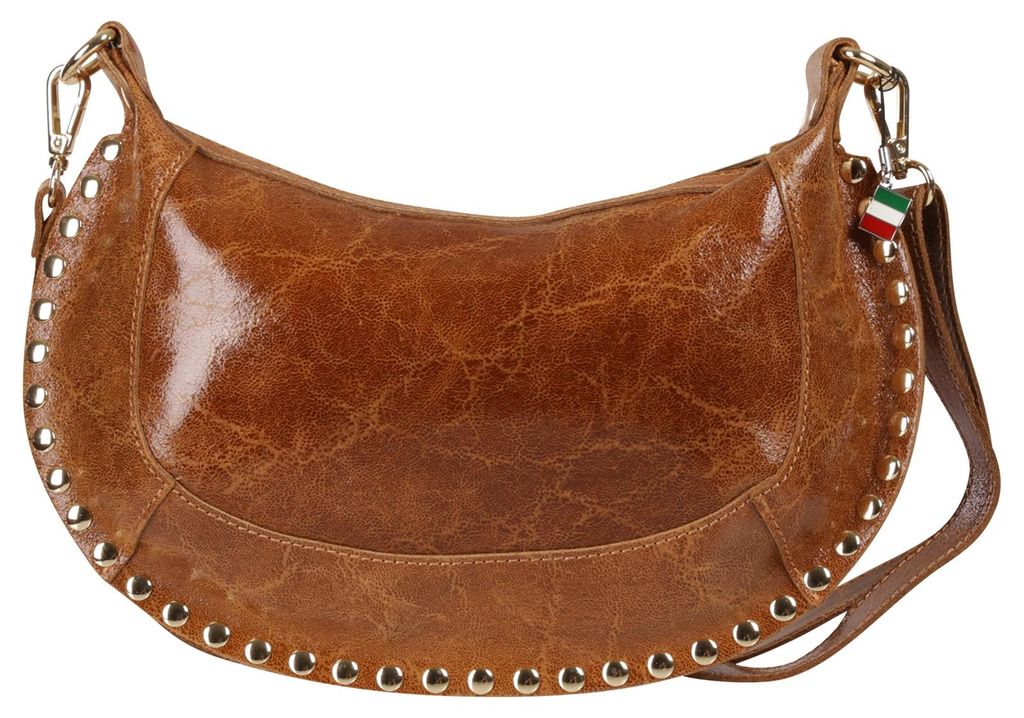 Florence Leder Tasche Damen Schultertasche Umhängetasche hellbraun 6x32x20cm OTF196C5