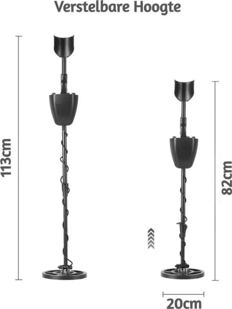 Détecteur de métaux professionnel réglable avec pelle et casque noir - 2