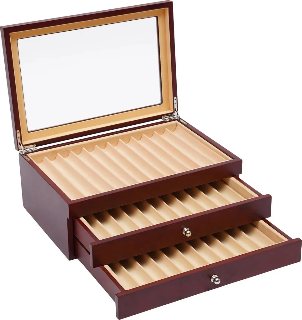Scatola Porta Penne in Legno Rosso - 34 Vani - Idea Regalo Uomo