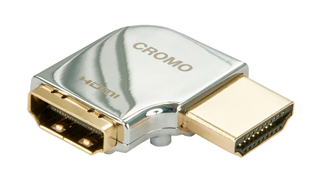 Adattatore HDMI Angolato Lindy Cromo 90° | Design Elegante e Salvaspazio