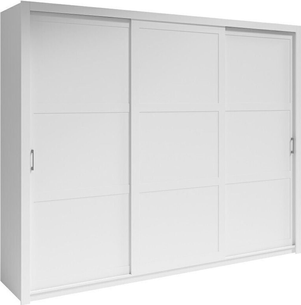 Schwebetürenschrank Frama 255X206X60 Cm 3 Türiger Kleiderschrank Schrank (Weiß)