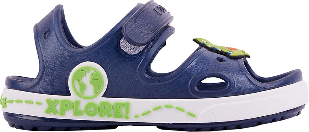 COQUI Hausschuhe Yogi in Marineblau/Weiß/Grün Blau