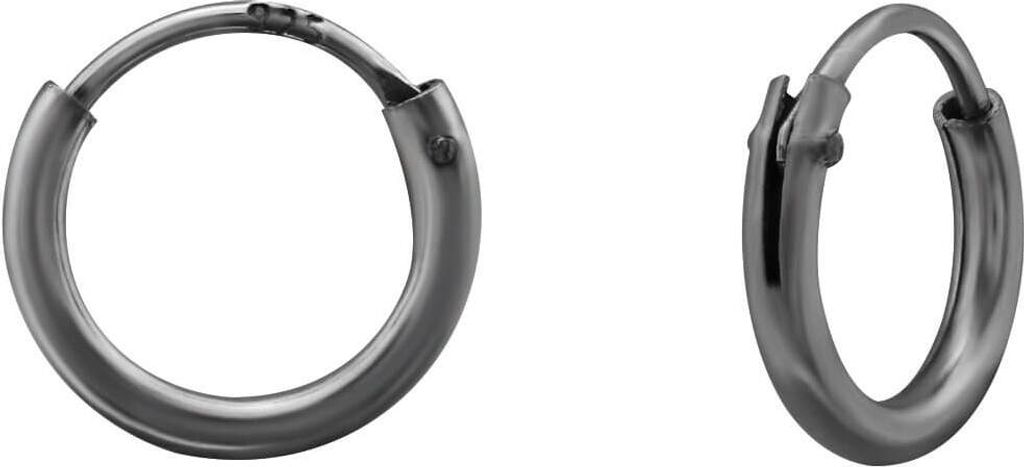 Creolen Ohrringe 925 Sterling Silber Ruthenium plattiert 8mm