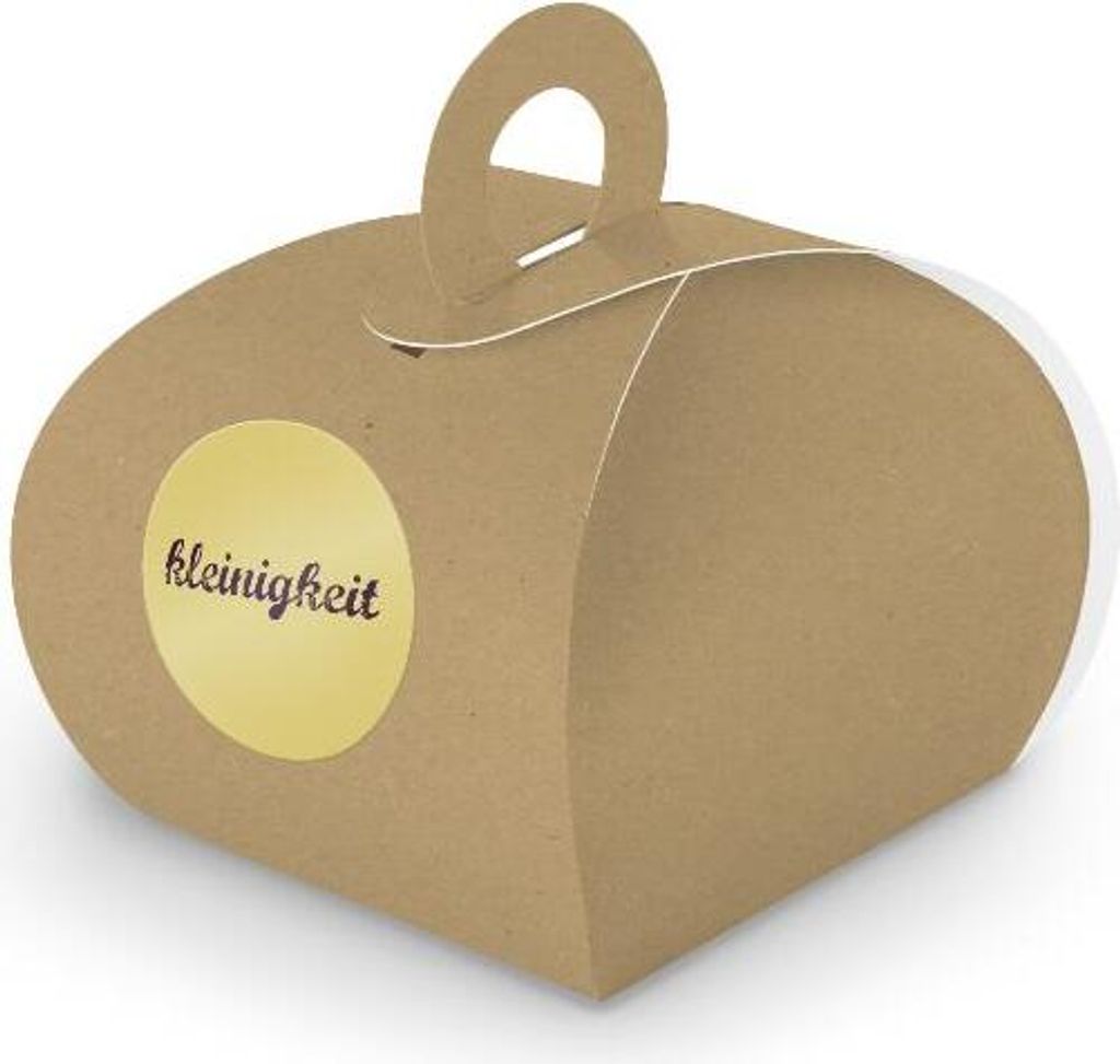 SET Kleinigkeit (Motiv15) 24x Geschenkschachtel mit Griff braun + Sticker