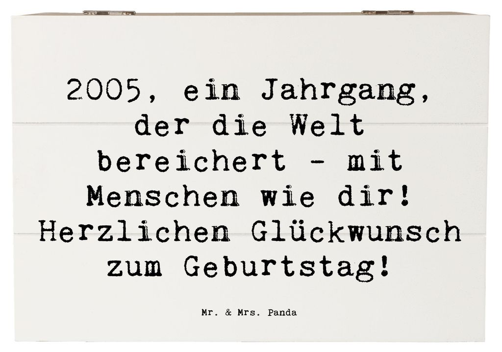Mr. & Mrs. Panda Geschenkbox Spruch 2005 Geburtstag 22 x 15 cm - Weiß - Geschenk, Nostalgie, Kiste, schatztruhe, Liebevoll gestaltete Geschenke, J...