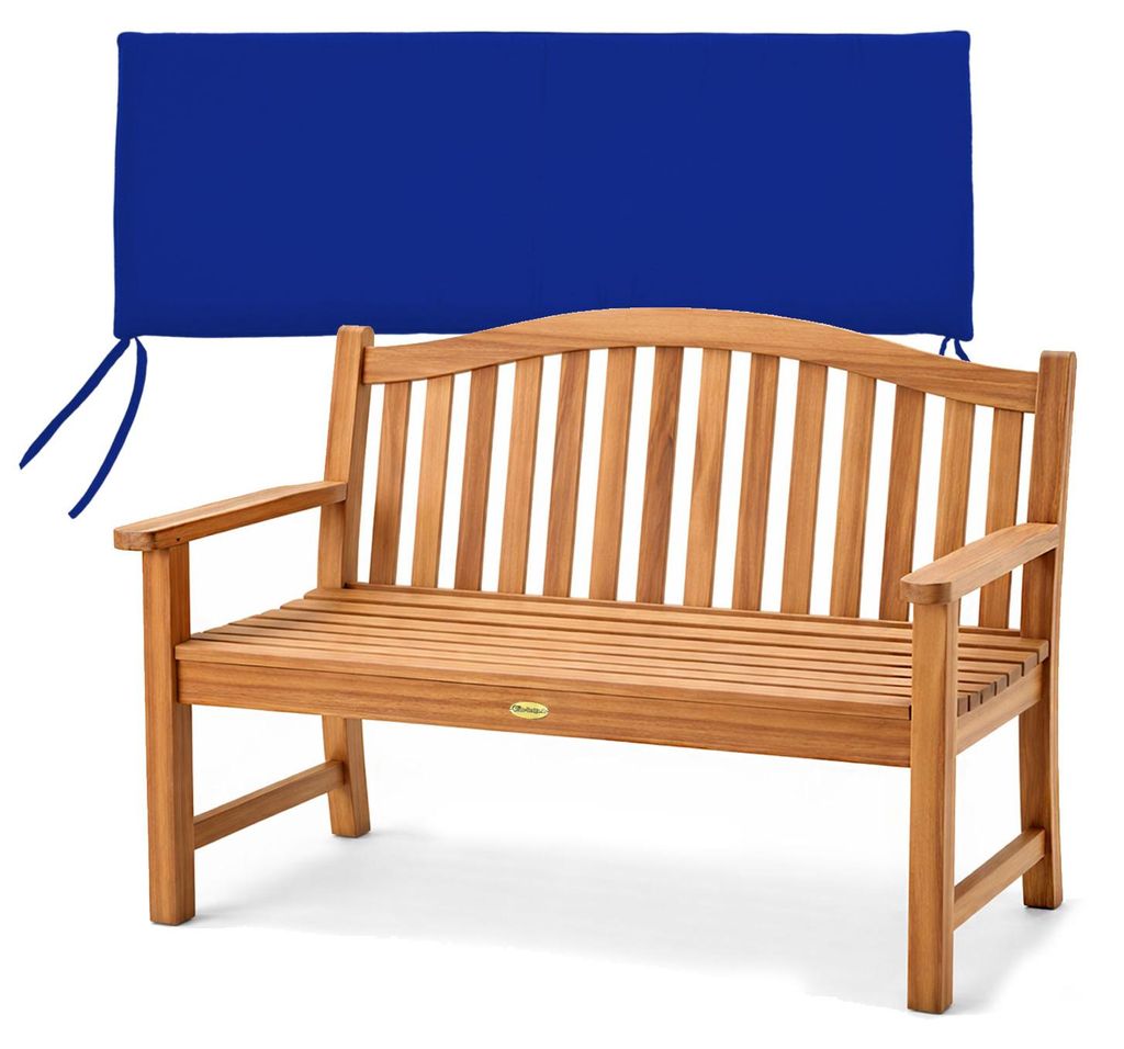 Teako Design Gartenbank Catania Teakholz Massiv 120cm mit Kissen Blau