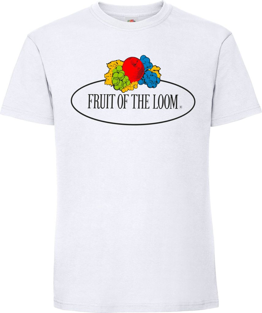 Fruit of the Loom Ringspun Premium T-Shirt mit Vintage-Logo auf der Brust Farbe: weiß - Vintage-Logo groß Größe: S