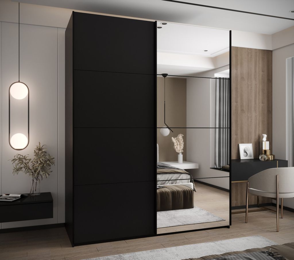 Zweitüriger Kleiderschrank SAMARA 3 - 190 cm, schwarz/schwarz