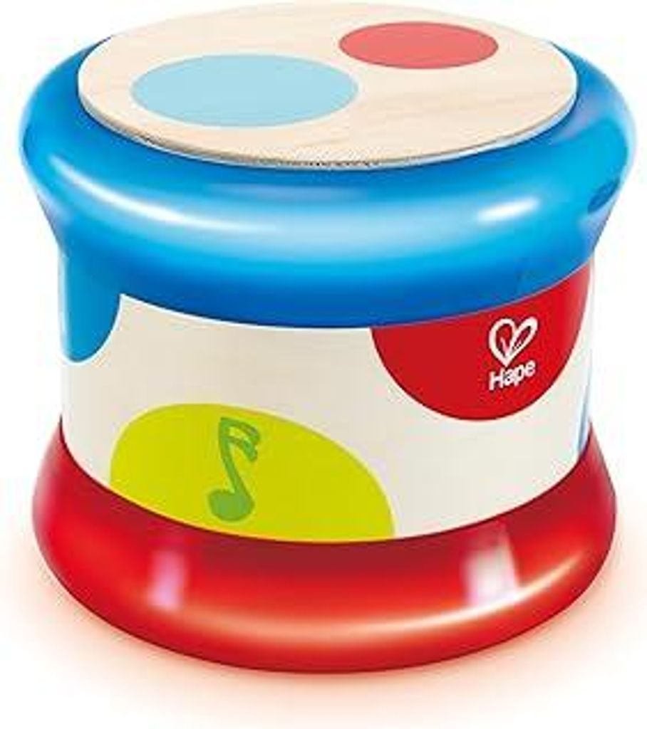 Hape Baby-Trommel - Rollendes Musikspielzeug für Kleinkinder zum Erlernen von Rhythmus und unterschiedlichen Klängen, batteriebetrieben, ab 6 Mon...