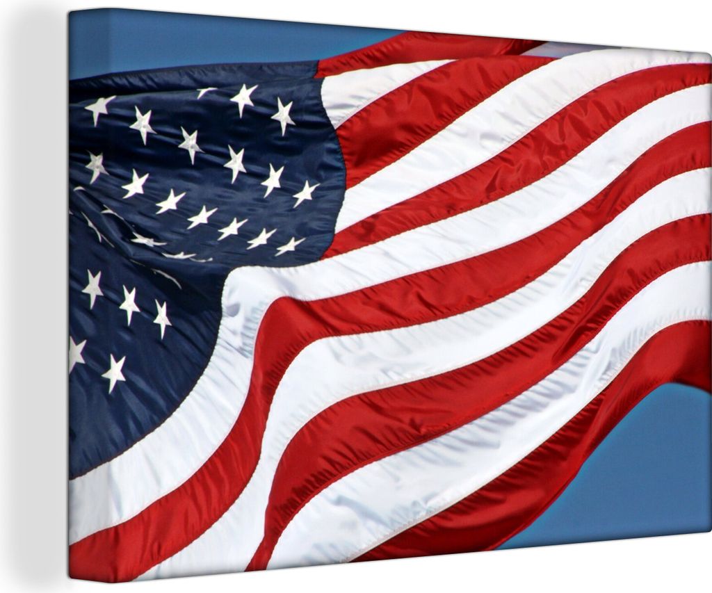 OneMillionCanvasses - Leinwandbilder - 140x90 cm, Die Flagge der Vereinigten Staaten im Wind, Wandbilder Kunstdruck Wanddekoration