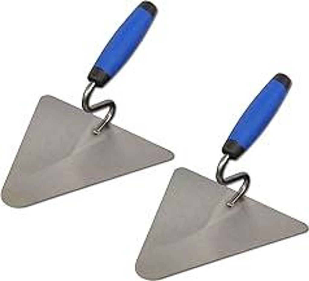 DEWEPRO 2er Set Berliner Maurerkelle 200x190mm – Putzkelle Dreieckskelle mit S-Hals – gehärtetes 1,2mm Stahlblatt konisch geschliffen – Berl...