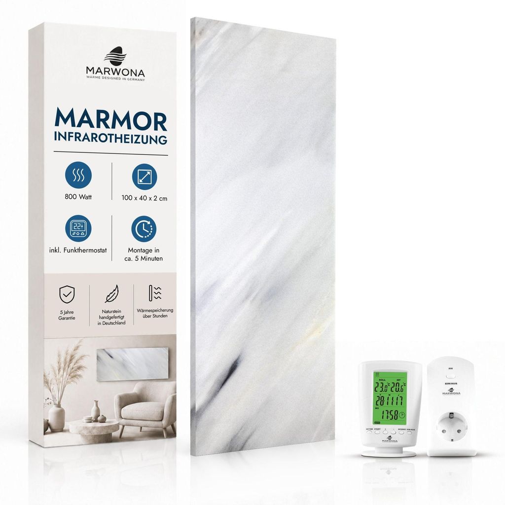 Marwona Bianco Infrarotheizung 800 W mit Funkthermostat –  Produktbild 