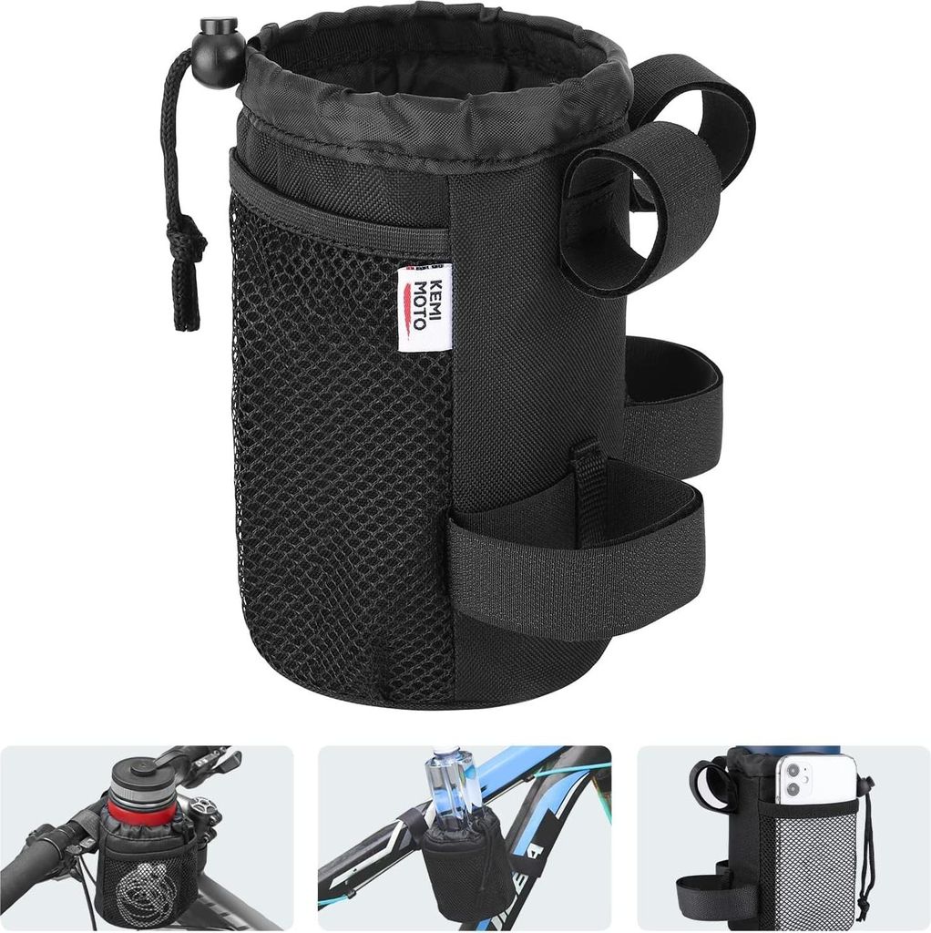 Universelle Fahrradhalterung für Wasserflaschen und Zubehör mit Stauraum