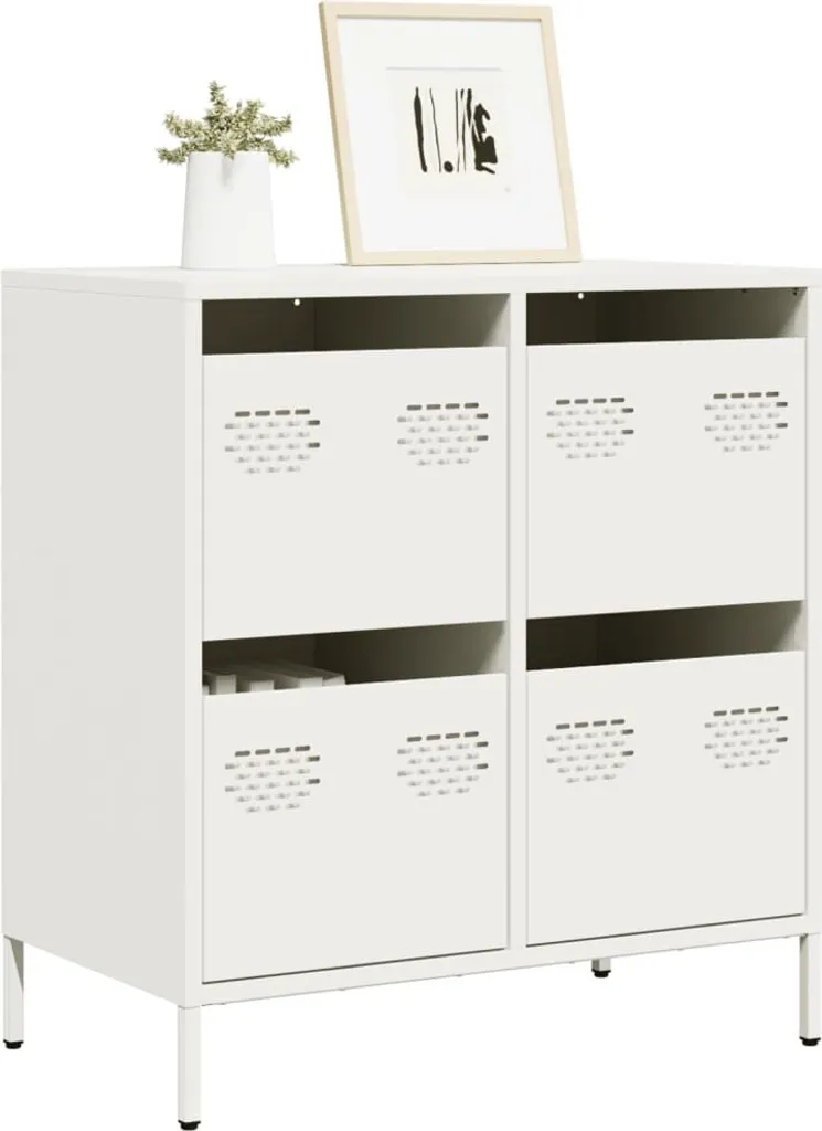 Armadio Credenza Acciaio Bianco 68x39x73,5 cm Best Möbel - Robustezza Garantita