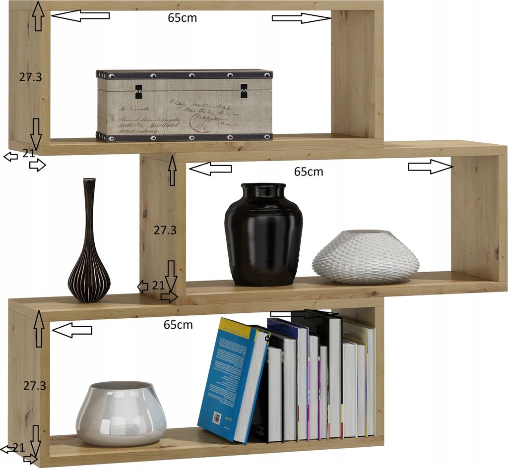 MATKAM ADAM Wandregal in moderner Optik | 3 Regalwürfel, Maße je B/H/T 31 x 65 x 21 cm | Holzstärke 18 mm | In verschiedenen Ausführungen erhä...