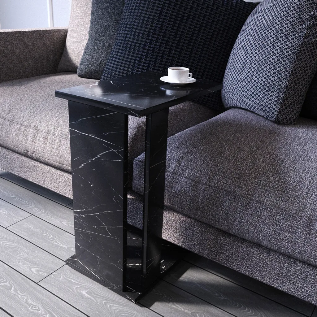 Table Basse Pasific en Mélaminé Robuste Noir et Blanc par Skye Decor