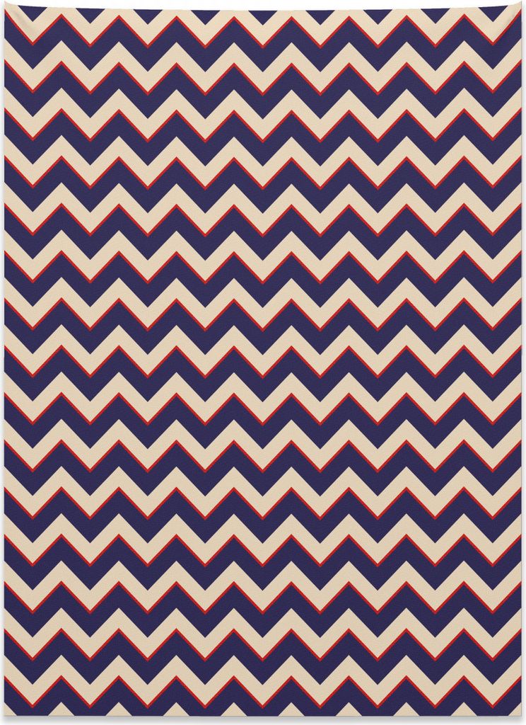 Abakuhaus Dunkelblau Wandteppich, Zickzack Moderne Linien aus Weiches Mikrofaser Stoff Kein Verblassen Klare Farben Waschbar, 110 x 150 cm, Lila Ro...