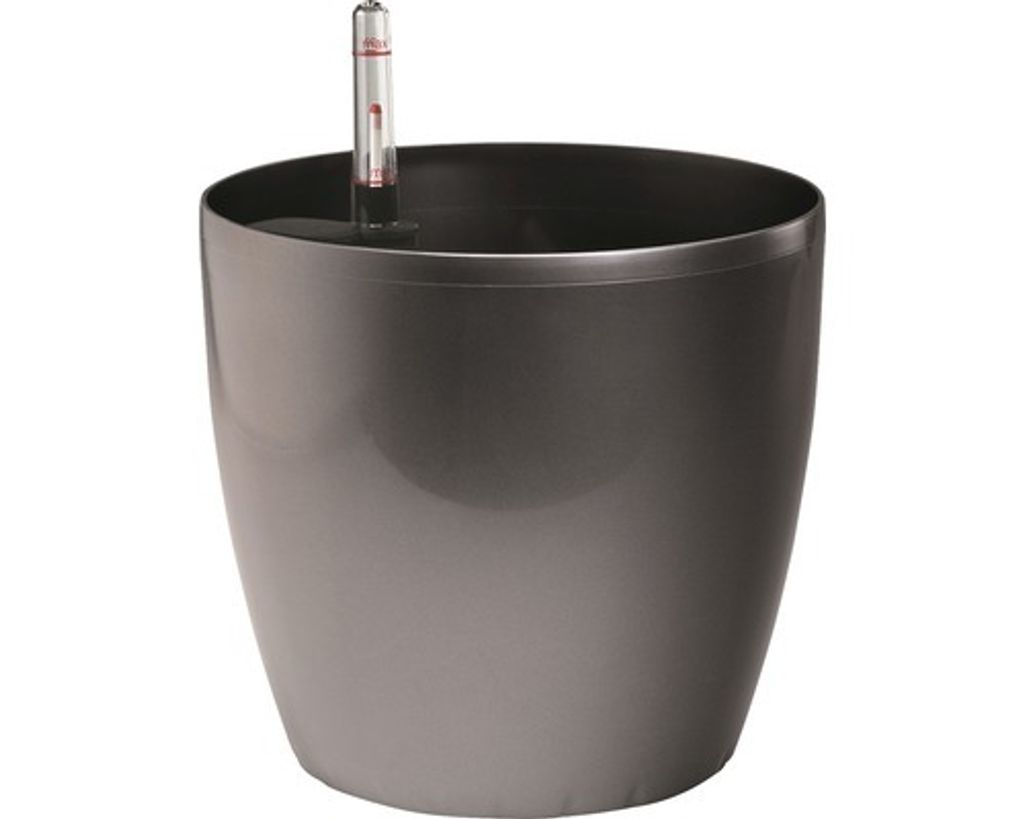 Pflanztopf FloraSelf Kunststoff glänzend Ø 43 cm H 39 cm anthrazit inkl. Wasserstandsanzeiger, Erdbewässerungsystem und