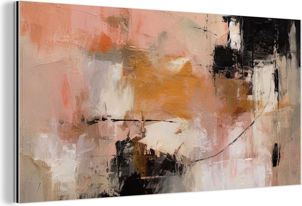 MuchoWow Wanddekoration Metall Metallbild Wandkunst 40x20 cm Kunst - Abstrakt - Beige - Farbe MuchoWow Aluminium Gemälde - Bild - Aluminium