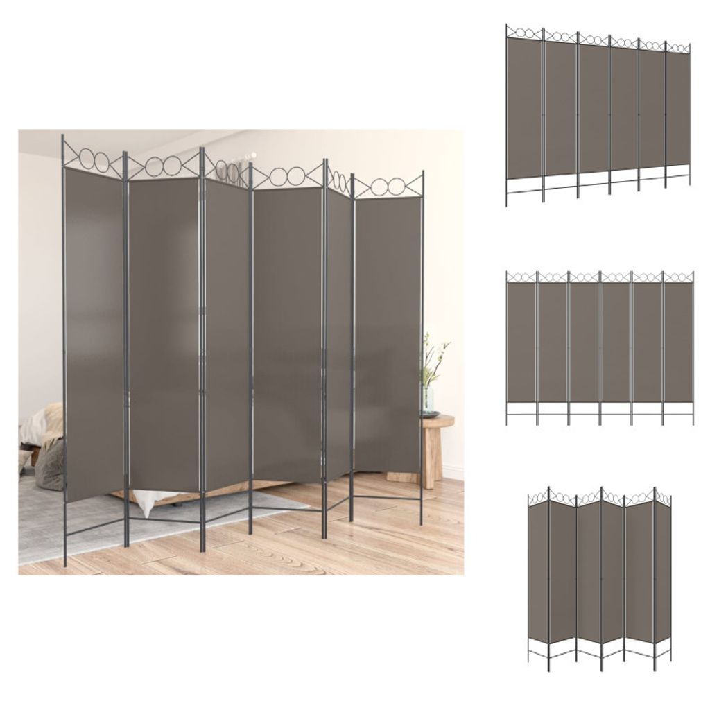vidaXL 6-tlg. Paravent Anthrazit 240x200 cm Stoff - Raumteiler