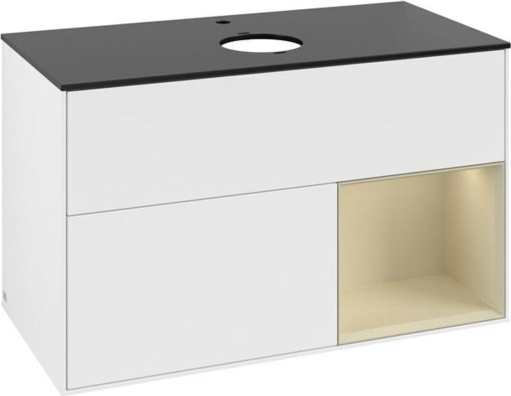 V&B Waschtischunterschrank Finion 100, Pl b m, Reg si Gr m Lac, wh. m Lac