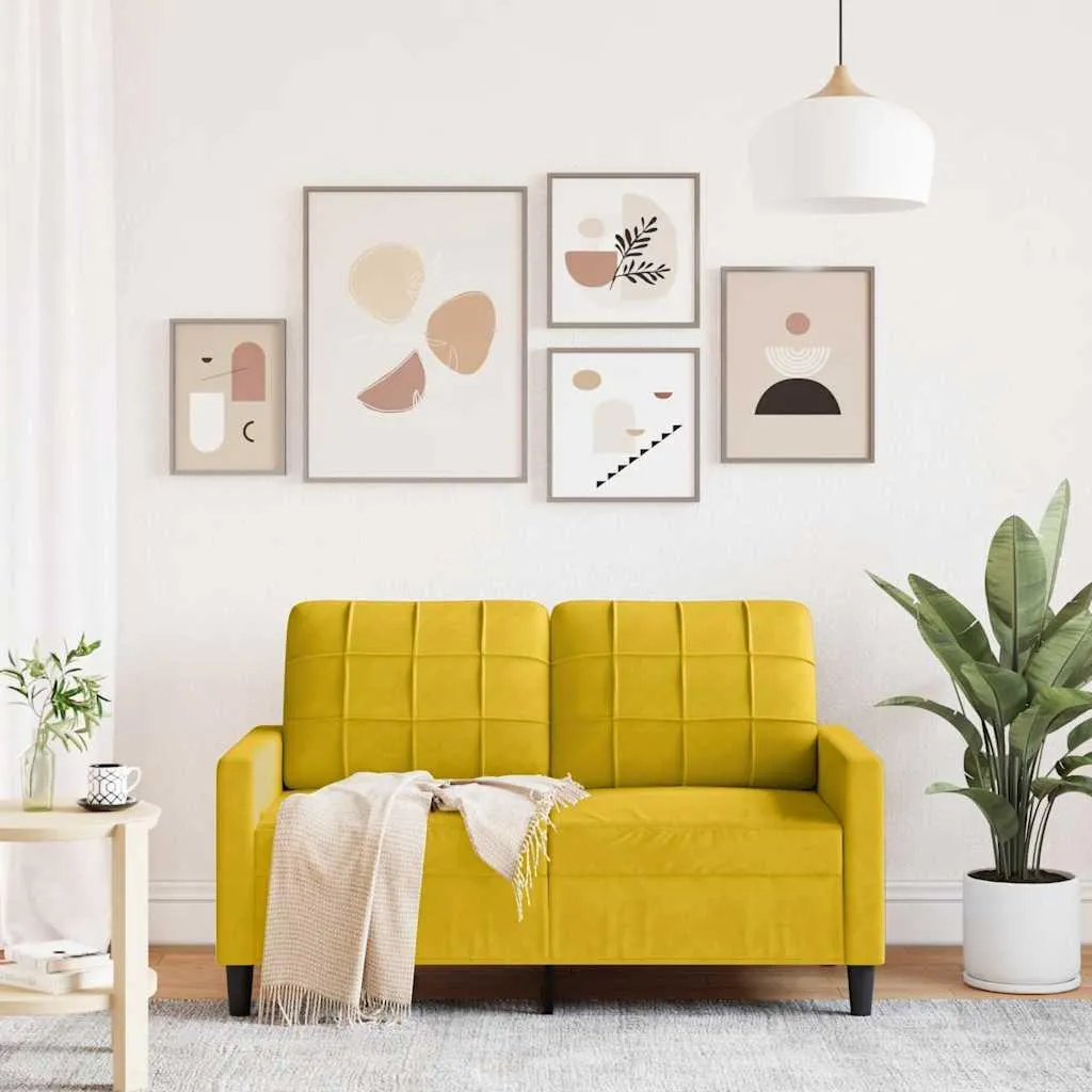 Canapé 2 places velours jaune 120 cm - Solution déco petit espace