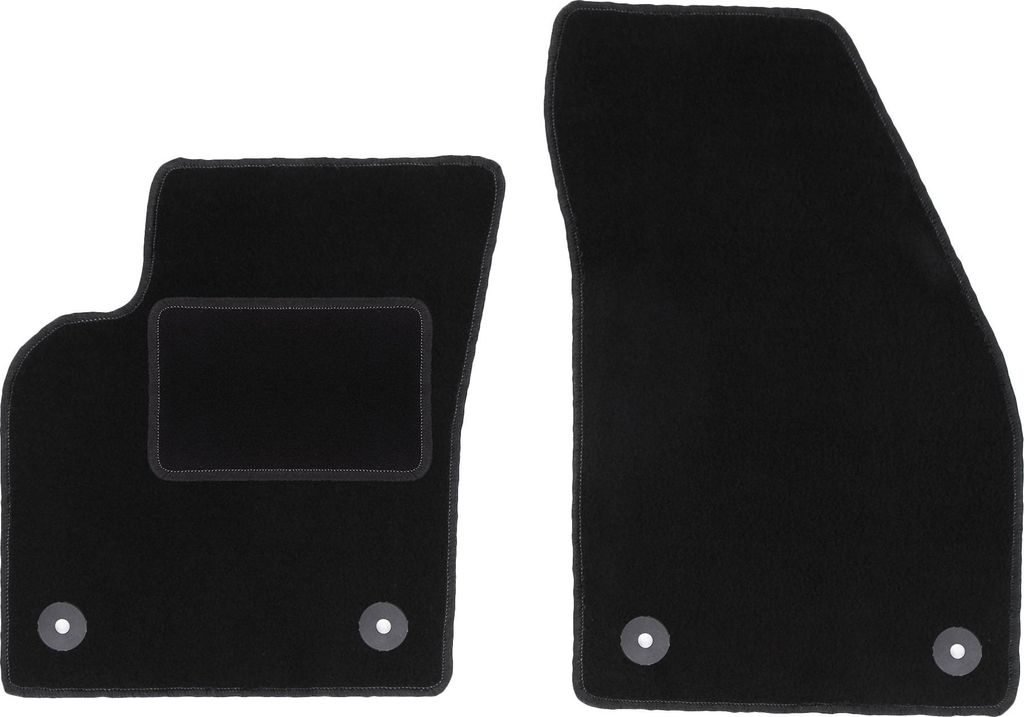 Velours-Fußmatten Vorne passend für Volvo S40 II (Limousine, Bj. 2004-2012) – schwarz, passgenau, mit Befestigungen set 2 Stk. - STANDARD