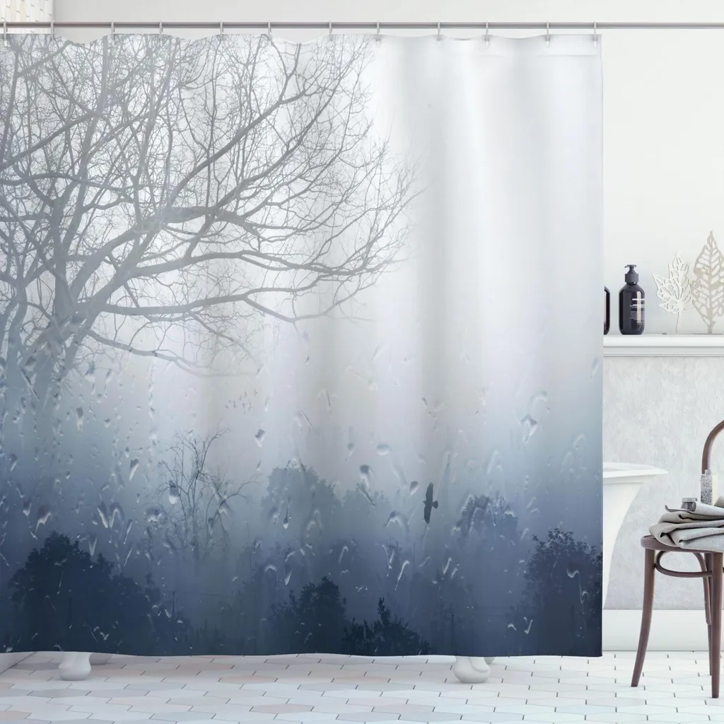 Lush Decor Farmhouse - Tenda da doccia in cotone tinto a righe, stile vintage, 183 x 183 cm, colore: grigio