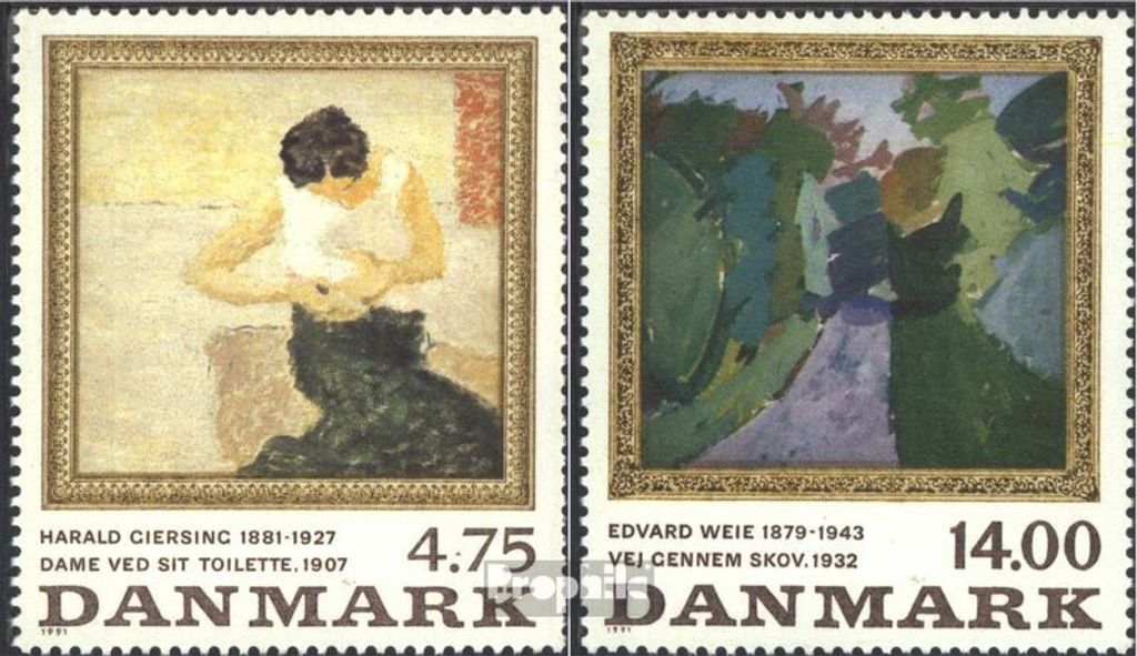 Briefmarken Dänemark 1991 Mi 1016-1017 (kompl.Ausg.) postfrisch Gamälde IV