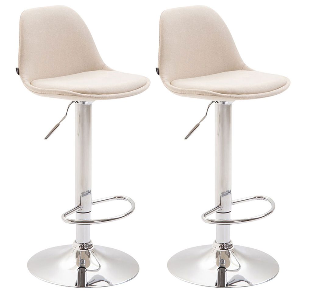 CLP 2er Set Barhocker Kiel Stoff drehbar mit Höhenverstellung Farbe creme